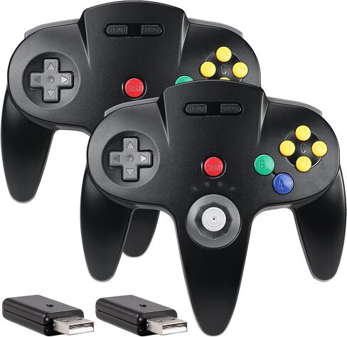 [USB Version] Classic N64 Controller, SAFFUN N64 Wired USB PC Game pad Joystick, N64 Bit USB Wired Game Stick for Windows PC MAC Linux Genesis Raspberry Pi Retropie Emulator [Plug & Play] (Black) in Kuwait