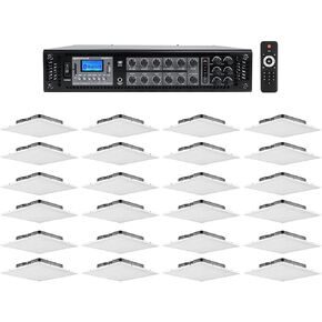 Rockville RCS350-6 350 وات 6 مناطق 70 فولت مضخم صوت تجاري/مطعم/حزمة بلوتوث مع (24) JBI LCT 81C/T مكبرات صوت بلاط السقف التجاري للمكتب/المطعم/المقهى in Kuwait