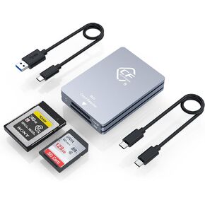 CFexpress Type B and SD Dual-Slot Memory Card Reader, 10Gbps USB 3.2 Gen 2 Type B CF Express Adapter Memory Card Reader with USB C to USB C/USB A Cable,Compatible with Windows/Mac/Linux/Android US in Kuwait
