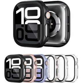حافظة مكونة من 6 قطع مع واقي شاشة من الزجاج المقوى لساعة Apple Series 11 (2025) Series 10 مقاس 42 مم، غطاء ممتص الصدمات من البولي كربونات الصلب فائق النحافة مقاوم للخدش لملحقات iWatch 42 مم in Kuwait