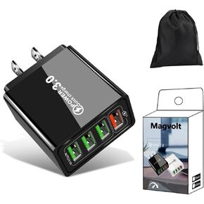 Pro Phone Charger, Mag Volt Pro Phone Charger, 4-Port Wall with Intelligent Temperature Control, for All Phones (Black*2PCS) in Saudi Arabia