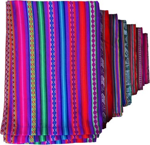 Lucio Fabrics Unique Native Peruvian Throw - Vibrant Colors Lightweight Durable - Home,Yoga, Beach,Camping,Picnic,Outdoor Activities Thin Blanket 70'' x 47'' (Purple Andean Stripes) in Saudi Arabia