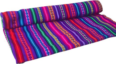 Lucio Fabrics Unique Native Peruvian Throw - Vibrant Colors Lightweight Durable - Home,Yoga, Beach,Camping,Picnic,Outdoor Activities Thin Blanket 70'' x 47'' (Purple Andean Stripes) in Saudi Arabia