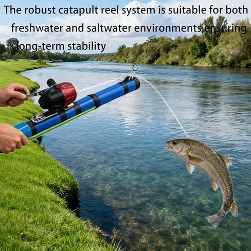 قضيب المنجنيق لصيد الأسماك، قضيب صيد المنجنيق المحمول مع بكرة صيد مقلاع، بكرة تلسكوبية محمولة لصيد الأسماك، للمياه المالحة والمياه العذبة، للمبتدئين والمحترفين in Kuwait