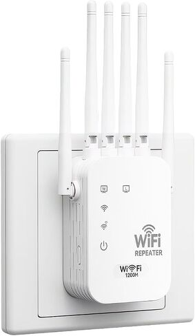 WiFi Range Extender Up to 12000 Sq.Ft Coverage, Up to 300Mbps with 6 High-Gain Antennas, 3-in-1 Mode with Ethernet Port, Easy Setup in Saudi Arabia
