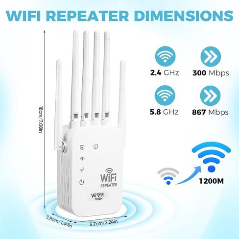 موسع نطاق WiFi يصل إلى 12000 قدم مربع، وسرعة تصل إلى 300 ميجا بت في الثانية مع 6 هوائيات عالية الكسب، ووضع 3 في 1 مع منفذ إيثرنت، وإعداد سهل in Kuwait