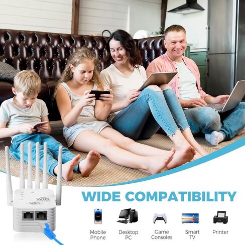 موسع نطاق WiFi يصل إلى 12000 قدم مربع، وسرعة تصل إلى 300 ميجا بت في الثانية مع 6 هوائيات عالية الكسب، ووضع 3 في 1 مع منفذ إيثرنت، وإعداد سهل in Kuwait