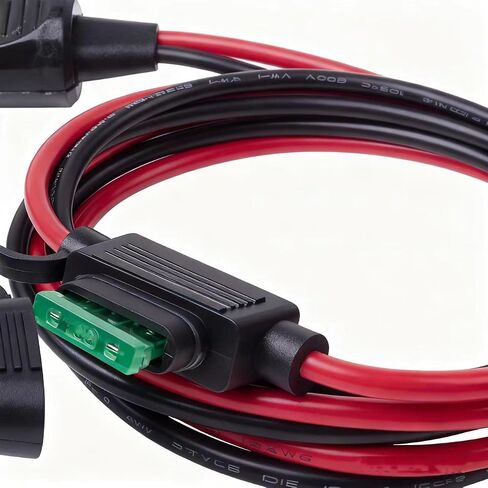 12AWG قابس ولاعة السجائر عالي التحمل ذكر إلى ذكر قابس محول ولاعة السجائر سلك شاحن مع مصابيح LED وصندوق الصمامات لمضخة الهواء العاكس للسيارة DIY (12 فولت/24 فولت، 30 أمبير) (3.3 قدم) in Saudi Arabia