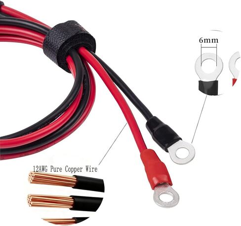 12AWG قابس ولاعة السجائر عالي التحمل ذكر إلى ذكر قابس محول ولاعة السجائر سلك شاحن مع مصابيح LED وصندوق الصمامات لمضخة الهواء العاكس للسيارة DIY (12 فولت/24 فولت، 30 أمبير) (3.3 قدم) in Saudi Arabia