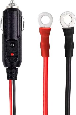 12AWG قابس ولاعة السجائر عالي التحمل ذكر إلى ذكر قابس محول ولاعة السجائر سلك شاحن مع مصابيح LED وصندوق الصمامات لمضخة الهواء العاكس للسيارة DIY (12 فولت/24 فولت، 30 أمبير) (3.3 قدم) in Saudi Arabia