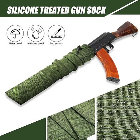 Sumind 6 قطع سيليكون بندقية حالة مكافحة الصدأ سيليكون بندقية كم النسيج للماء بندقية جورب متماسكة الأسلحة النارية الجوارب الرباط إغلاق للملحقات التكتيكية in Kuwait