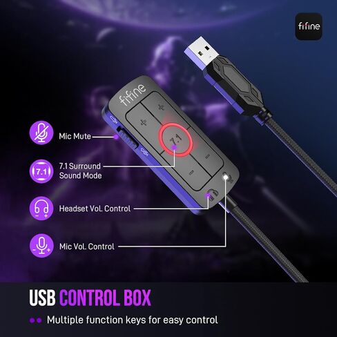 سماعة رأس FIFINE USB للألعاب، سماعة رأس سلكية فوق الأذن للكمبيوتر الشخصي مع مقبس 3.5 مم، ميكروفون قابل للفصل، صوت محيطي 7.1، صندوق تحكم، إلغاء الضوضاء السلبية، لأجهزة PS4/PS5/Xbox/Switch-H9 وردي in Kuwait