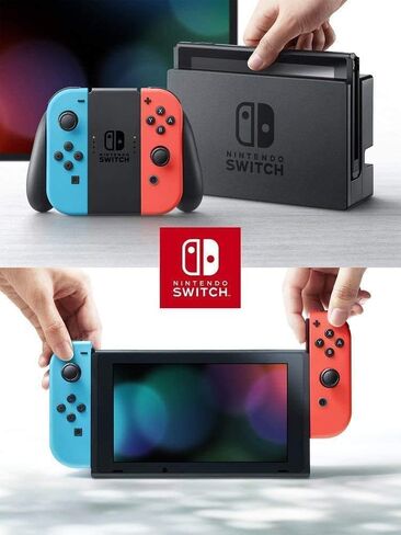 Nintendo Newest Premium Switch Console Holiday Family Bundle - Nintendo Switch with Neon Blue and Neon Red Joy‑Con with TMLTT HDMI Cable + 128GB MicroSD Card in Saudi Arabia