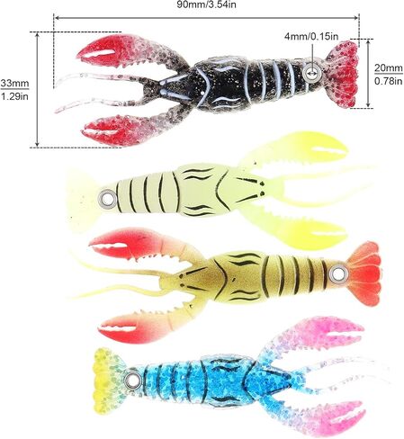 4pcs 3.5inch Crayfish Fishing Lures Bait, Lifelike Crayfish Fishing, Silicone Soft Crawfish Lures Bait Artificial Crawfish for Carp Bass in Saudi Arabia