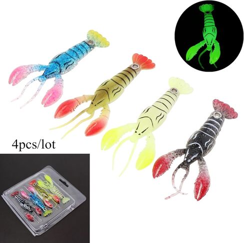 4pcs 3.5inch Crayfish Fishing Lures Bait, Lifelike Crayfish Fishing, Silicone Soft Crawfish Lures Bait Artificial Crawfish for Carp Bass in Saudi Arabia