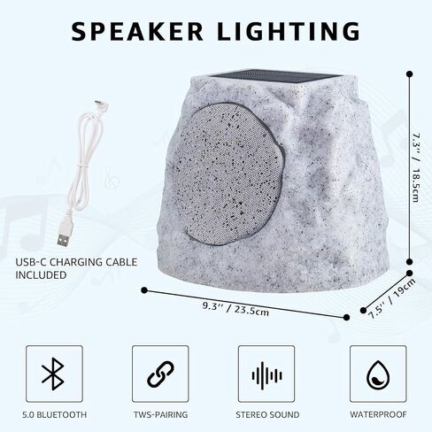 SDX Solar Bluetooth Rock Speakers Outdoor Waterproof with RGB Lights – Wireless Stereo Pair, Solar/USB Charging, All-Weather Garden Patio Speakers in Saudi Arabia