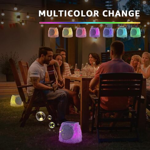 SDX Solar Bluetooth Rock Speakers Outdoor Waterproof with RGB Lights – Wireless Stereo Pair, Solar/USB Charging, All-Weather Garden Patio Speakers in Saudi Arabia