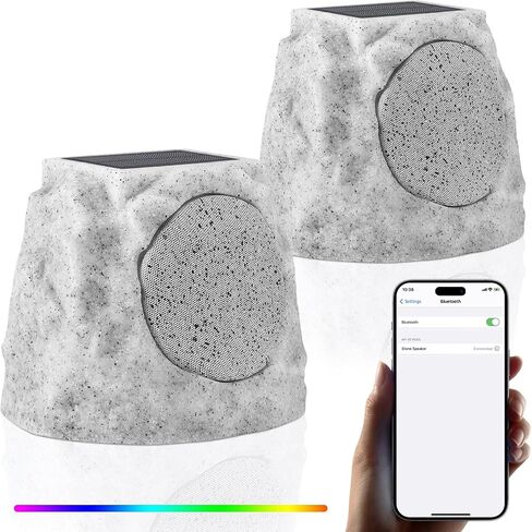 SDX Solar Bluetooth Rock Speakers Outdoor Waterproof with RGB Lights – Wireless Stereo Pair, Solar/USB Charging, All-Weather Garden Patio Speakers in Saudi Arabia