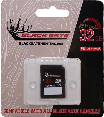 بطاقة SD بسعة 32 جيجابايت من Black Gate لكاميرات Trail - الفئة 10، 170 ميجابايت/ثانية، عالية السرعة، أسود - بطاقة ذاكرة موثوقة لكاميرات الحياة البرية والألعاب in Saudi Arabia