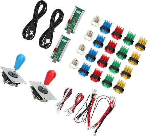 Pssopp Game Joystick, Fighting Game Joystick, Joystick for Win10, Win8, Win7, Support Burst Keys, Double Players with USB Type B Female Interface for, (Two-Person DIY Color) in Saudi Arabia