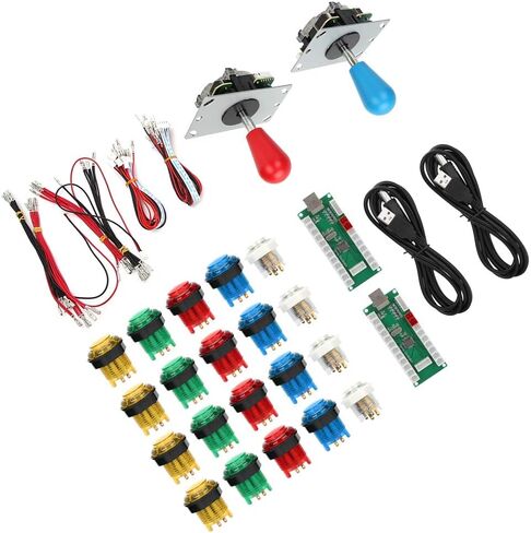 Pssopp Game Joystick, Fighting Game Joystick, Joystick for Win10, Win8, Win7, Support Burst Keys, Double Players with USB Type B Female Interface for, (Two-Person DIY Color) in Saudi Arabia