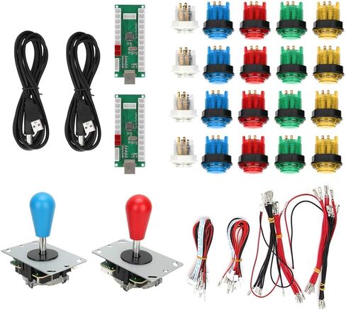 Pssopp Game Joystick, Fighting Game Joystick, Joystick for Win10, Win8, Win7, Support Burst Keys, Double Players with USB Type B Female Interface for, (Two-Person DIY Color) in Saudi Arabia