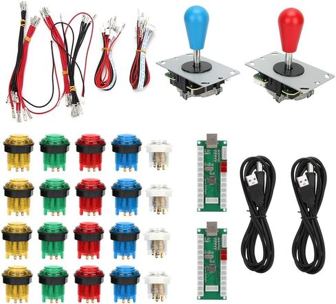 Pssopp Game Joystick, Fighting Game Joystick, Joystick for Win10, Win8, Win7, Support Burst Keys, Double Players with USB Type B Female Interface for, (Two-Person DIY Color) in Saudi Arabia