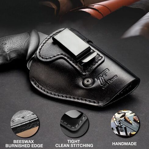 حافظة جلدية IWB، تناسب معظم مسدسات إطار J ومعظم المسدسات الخاصة .38 - Ruger LCR/LCRx، S&W 442/642/637/640، مسدس Bodyguard، Taurus 605/856، أذرع الميثاق والمزيد، داخل حزام الخصر in Kuwait