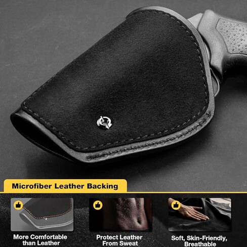 حافظة جلدية IWB، تناسب معظم مسدسات إطار J ومعظم المسدسات الخاصة .38 - Ruger LCR/LCRx، S&W 442/642/637/640، مسدس Bodyguard، Taurus 605/856، أذرع الميثاق والمزيد، داخل حزام الخصر in Kuwait