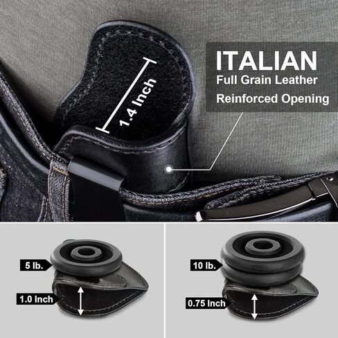 حافظة جلدية IWB، تناسب معظم مسدسات إطار J ومعظم المسدسات الخاصة .38 - Ruger LCR/LCRx، S&W 442/642/637/640، مسدس Bodyguard، Taurus 605/856، أذرع الميثاق والمزيد، داخل حزام الخصر in Kuwait
