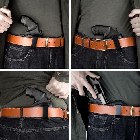 حافظة جلدية IWB، تناسب معظم مسدسات إطار J ومعظم المسدسات الخاصة .38 - Ruger LCR/LCRx، S&W 442/642/637/640، مسدس Bodyguard، Taurus 605/856، أذرع الميثاق والمزيد، داخل حزام الخصر in Kuwait