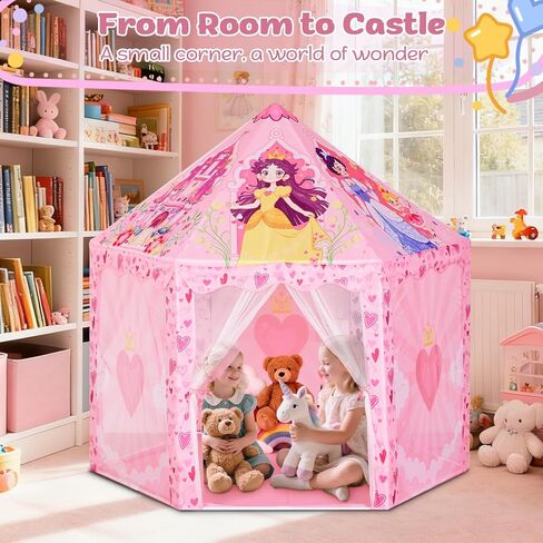 خيمة لعب الأميرة هامدول، لعبة فروزن للفتيات، خيمة أطفال على شكل قلعة الجليد في الداخل والخارج، بيت لعب خيالي كبير 51 بوصة × 40 بوصة مع حقيبة حمل لـ 1 2 3 4 5 6 7 8 9 سنوات هدية للفتيات in Kuwait