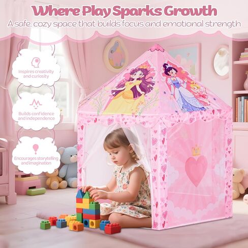 خيمة لعب الأميرة هامدول، لعبة فروزن للفتيات، خيمة أطفال على شكل قلعة الجليد في الداخل والخارج، بيت لعب خيالي كبير 51 بوصة × 40 بوصة مع حقيبة حمل لـ 1 2 3 4 5 6 7 8 9 سنوات هدية للفتيات in Kuwait