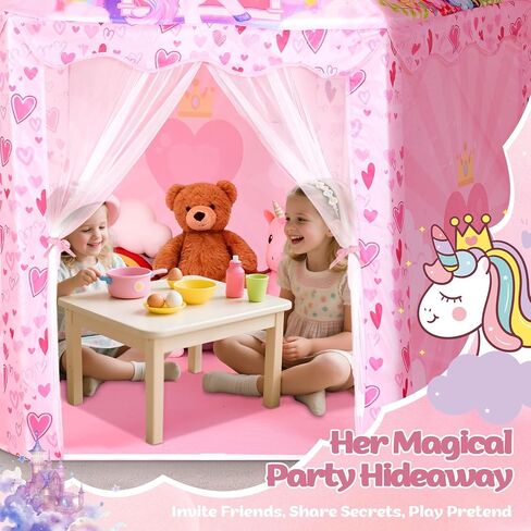 خيمة لعب الأميرة هامدول، لعبة فروزن للفتيات، خيمة أطفال على شكل قلعة الجليد في الداخل والخارج، بيت لعب خيالي كبير 51 بوصة × 40 بوصة مع حقيبة حمل لـ 1 2 3 4 5 6 7 8 9 سنوات هدية للفتيات in Kuwait