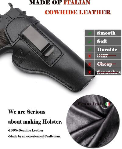 1911 Holster - Genuine Leather IWB Holster for Concealed Carry - Compatible with Kimber 1911/Colt 1911 /S & W 1911/Sig Sauer 1911/ Remington - Ruger & More 5 inch Barrel Pistols in Kuwait