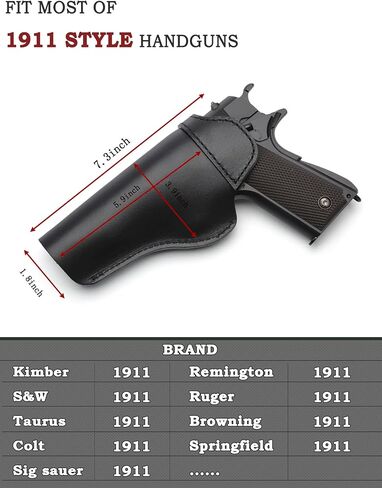 1911 Holster - Genuine Leather IWB Holster for Concealed Carry - Compatible with Kimber 1911/Colt 1911 /S & W 1911/Sig Sauer 1911/ Remington - Ruger & More 5 inch Barrel Pistols in Kuwait