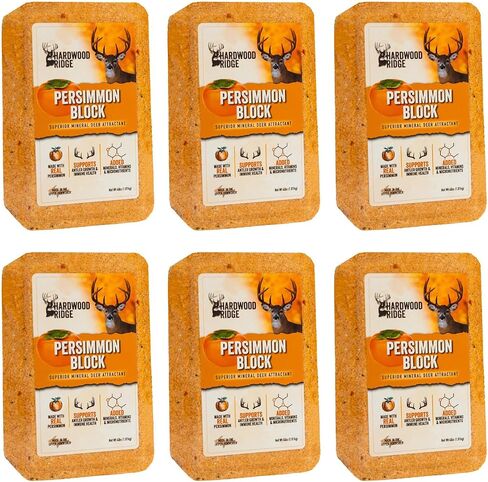 Deer Salt Lick Block, Made with Real Persimmon – Wildlife Long-Lasting Attractant – Natural Feed with Essential Minerals for Antler Growth & Herd Health – 4 lb 6 Pack in Saudi Arabia