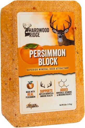 Deer Salt Lick Block, Made with Real Persimmon – Wildlife Long-Lasting Attractant – Natural Feed with Essential Minerals for Antler Growth & Herd Health – 4 lb 6 Pack in Saudi Arabia