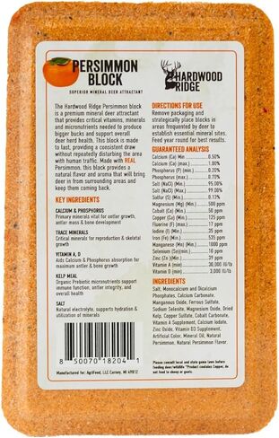 Deer Salt Lick Block, Made with Real Persimmon – Wildlife Long-Lasting Attractant – Natural Feed with Essential Minerals for Antler Growth & Herd Health – 4 lb 6 Pack in Saudi Arabia