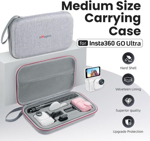 Carrying Case for Insta360 Go Ultra Camera EVA Hard Shell Shockproof Impact Resistant Large Capacity Removable Inner Tray in Saudi Arabia
