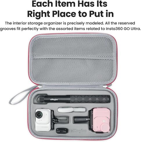 Carrying Case for Insta360 Go Ultra Camera EVA Hard Shell Shockproof Impact Resistant Large Capacity Removable Inner Tray in Saudi Arabia