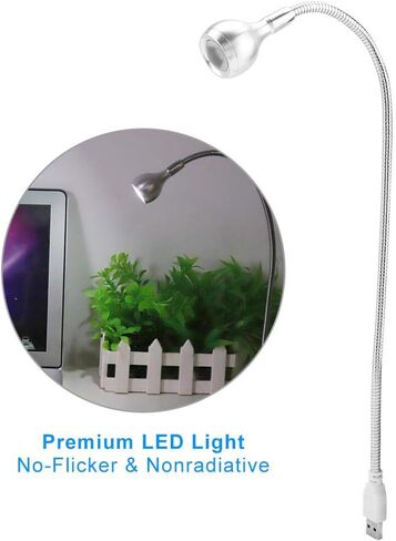 Yosoo USB Lamp, Aluminum Alloy Keyboard Lighting Creative LED Mini Flexible Rotating Desk Light(Silver+Pure White) in Saudi Arabia
