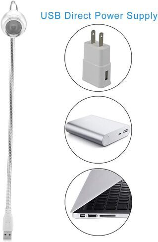 Yosoo USB Lamp, Aluminum Alloy Keyboard Lighting Creative LED Mini Flexible Rotating Desk Light(Silver+Pure White) in Saudi Arabia