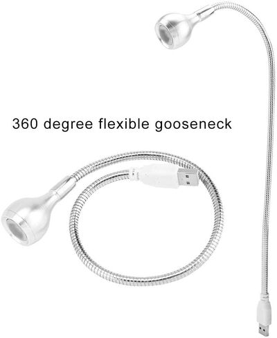 Yosoo USB Lamp, Aluminum Alloy Keyboard Lighting Creative LED Mini Flexible Rotating Desk Light(Silver+Pure White) in Saudi Arabia