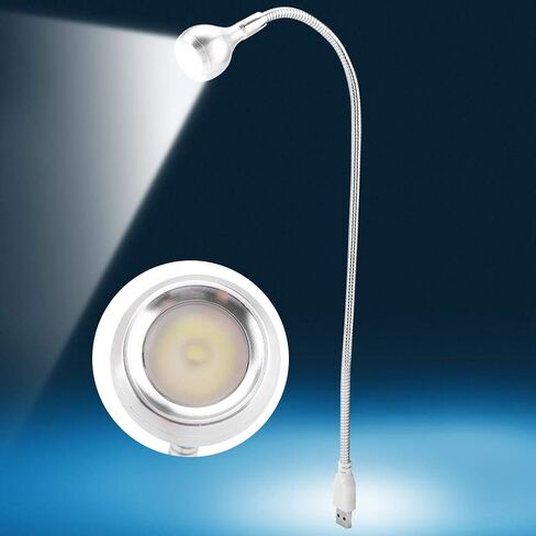 Yosoo USB Lamp, Aluminum Alloy Keyboard Lighting Creative LED Mini Flexible Rotating Desk Light(Silver+Pure White) in Saudi Arabia