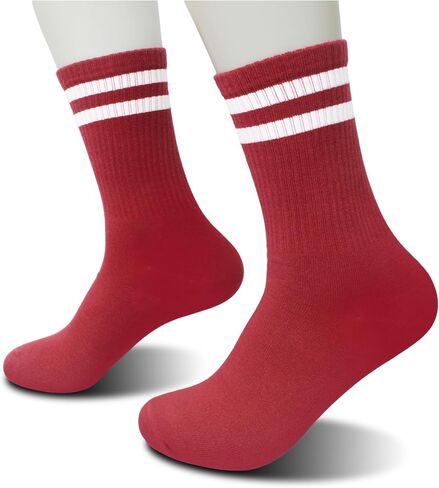 Striped Retro Socks in Red/White, Vintage Socks for Adult, Teens, Men&Women. (243) in Saudi Arabia