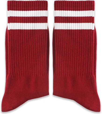 Striped Retro Socks in Red/White, Vintage Socks for Adult, Teens, Men&Women. (243) in Saudi Arabia