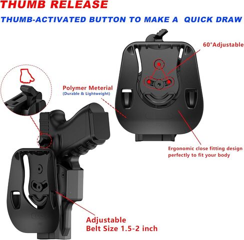 OWB Holster Compatible with Glock 19 19X 45, Thumb Release Belt Holster in Kuwait