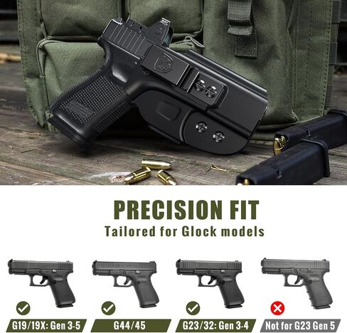 حافظة هجينة مخفية متوافقة مع Glock 19 (G19 Gen 3/4/5)، 19X، 44، 45، 23، 32 - حافظة IWB مع مخلب مخفي مثالية للملحق داخل حزام الخصر in Kuwait