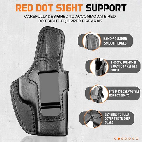 حافظة جلدية فاخرة من IWB لـ Springfield Hellcat/OSP/RDP، Hellcat Pro، حافظة حمل مخفية جاهزة للبصر، مشبك فولاذي 1.75 بوصة، حافظة Hellcat داخل حزام الخصر، أسود مخفي، اليد اليمنى/اليسرى in Kuwait